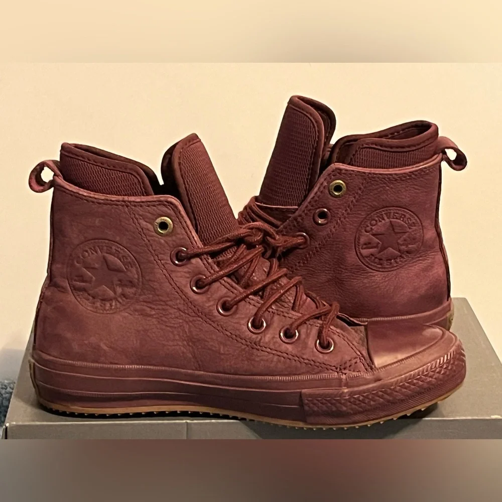 Converse High Top Sneakers - Maroon Leather women’s size 6.5 - Picture 1 of 11